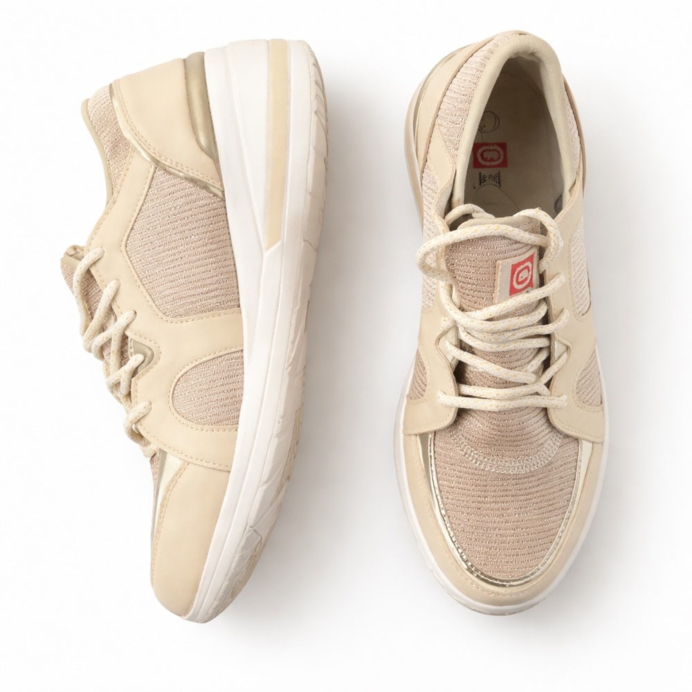 Echo Platform Light Sneakers Beige Pink w/ subtle glitter highlights Festival